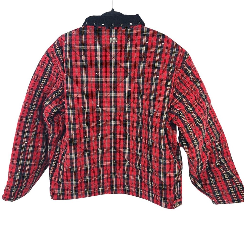 NWT Supreme x B.B. Simon Quilted Red Plaid Work Jacket w/ Studded Collar Sz L - Picture 14 of 16